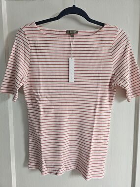 Lilla P White Top with Red Stripes